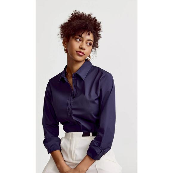 Tuckernuck THE SHIRT Rochelle Behrens The Icon Button Up Shirt Navy Size Small - Picture 1 of 9